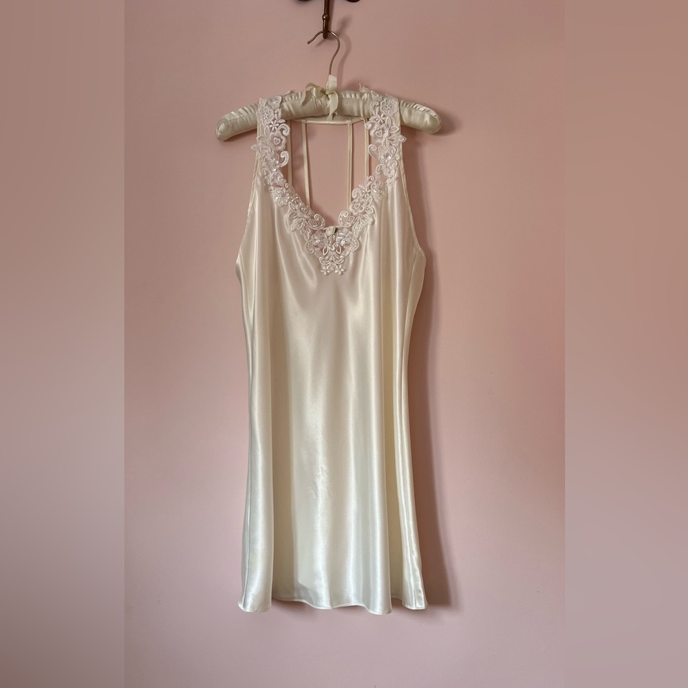 Vintage 90s California Dynasty Lace Cage-Back Chemise